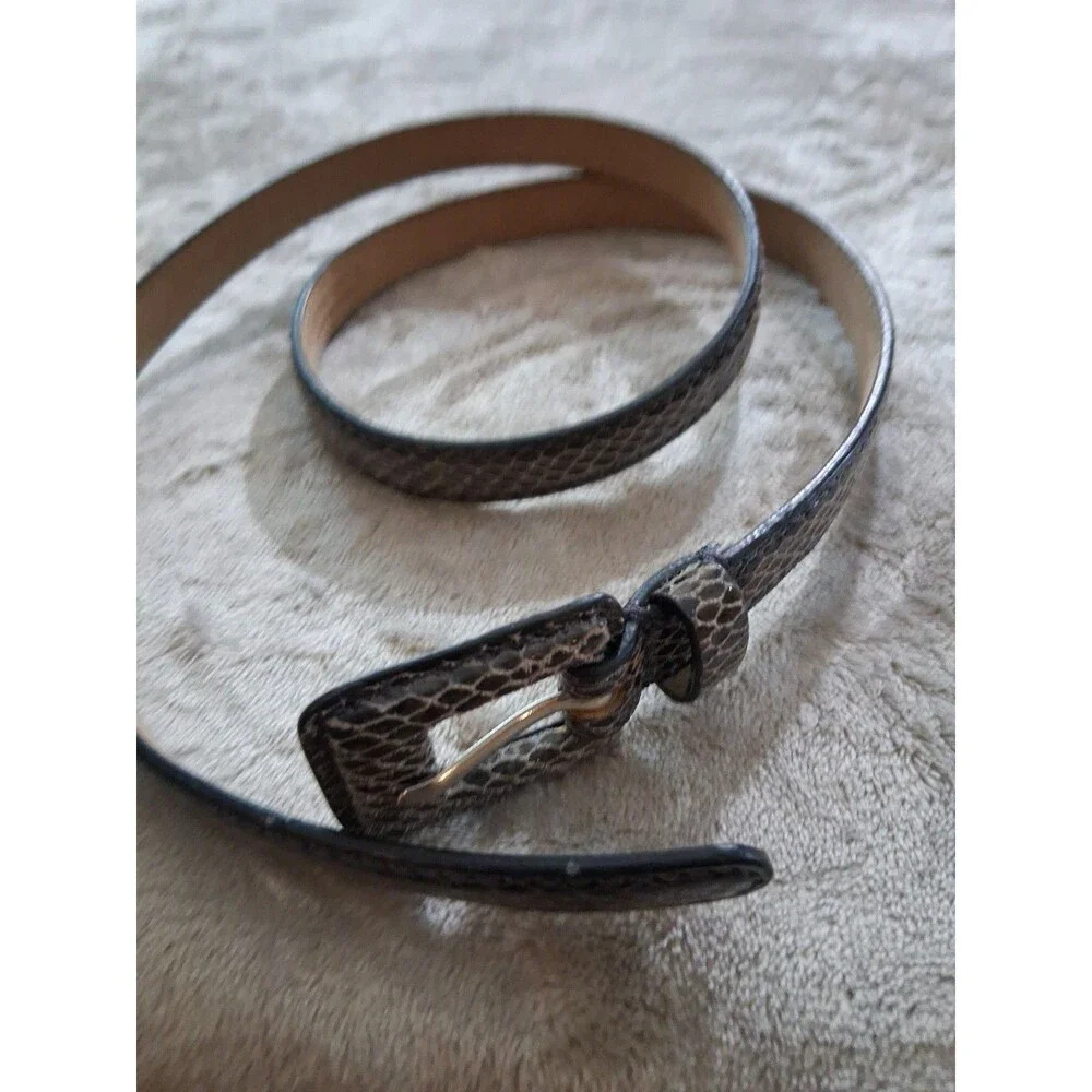 Ann Taylor  Genuine Leather Snakeskin  Belt Small Gray Classic Preppy Skinny